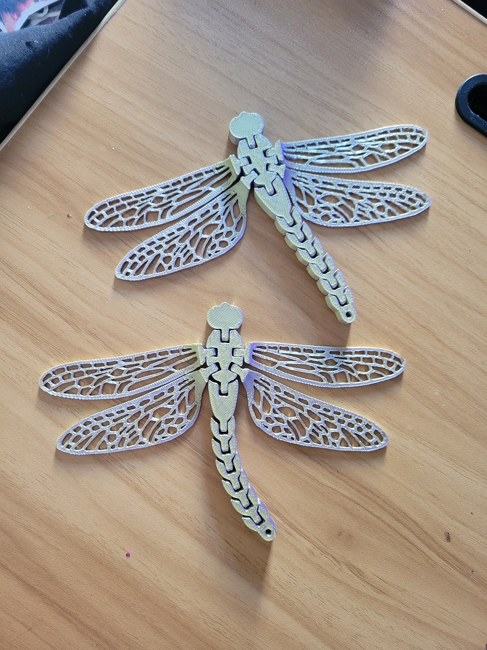 🌹New🌹Hand Crafted Iridescent Dragonfly  Flexi 3d Toy  - Silver and Purple Hues